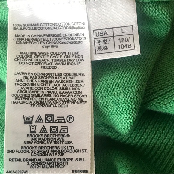 Men’s Green Brooks Brothers Sweater Vest, Large - Picture 4 of 4